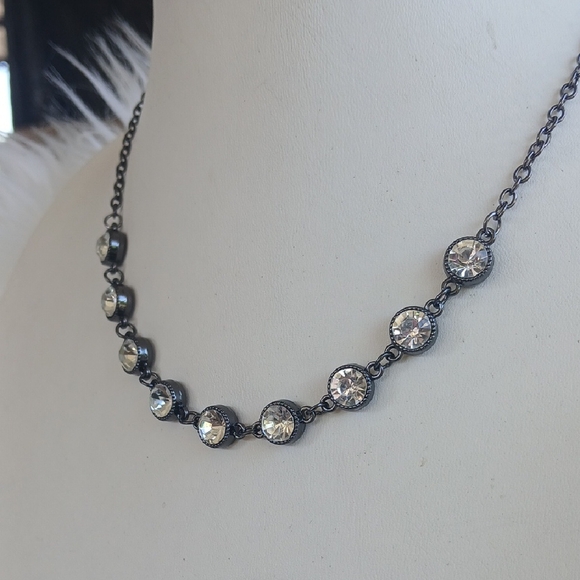 Paparazzi Gunmetal Crystal Station Necklace - Picture 2 of 9